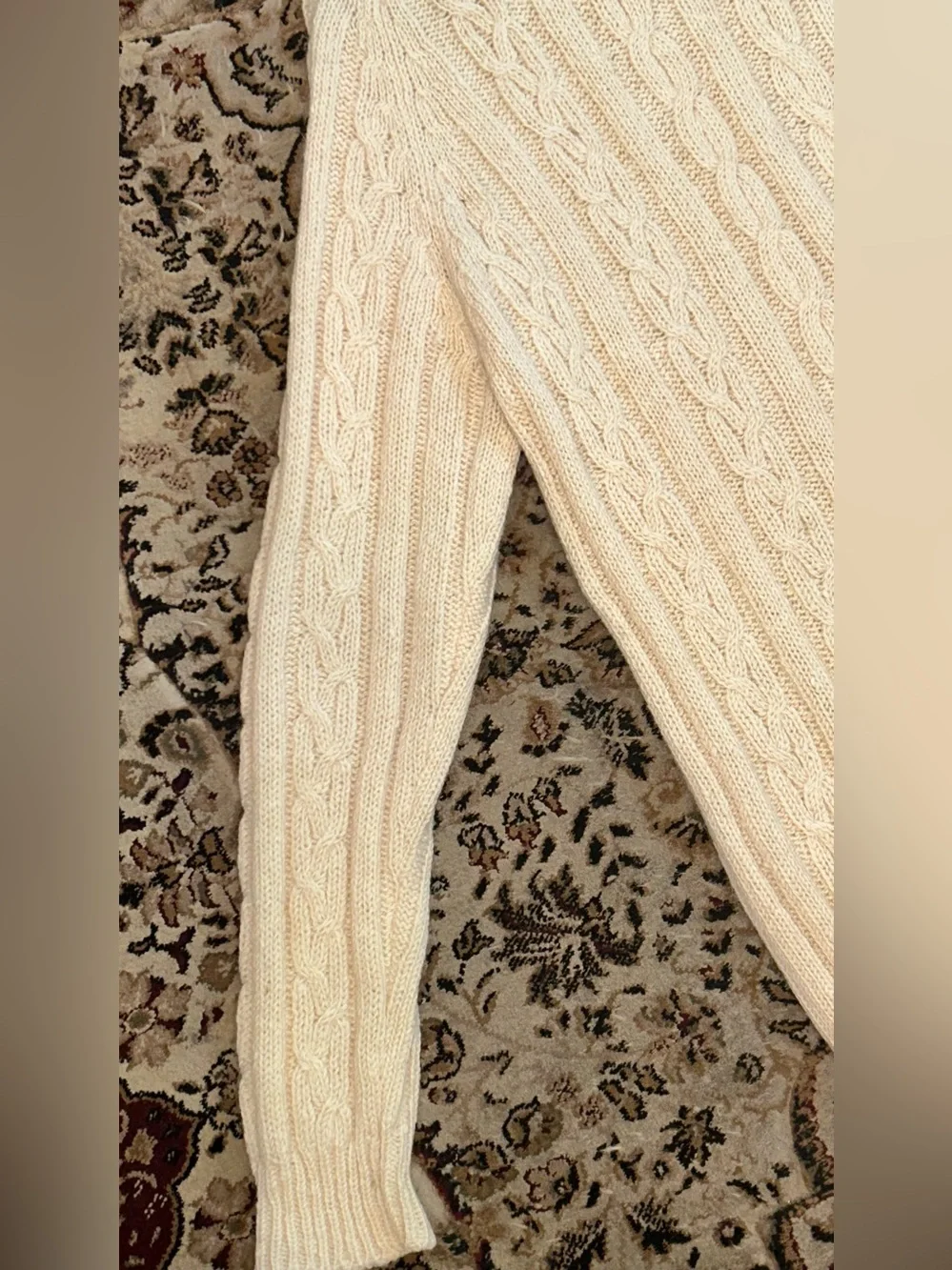 VTG CLONA CableKnit Sweater Men XL Cream Hand Made Pure New Wool Aran IRELAND
